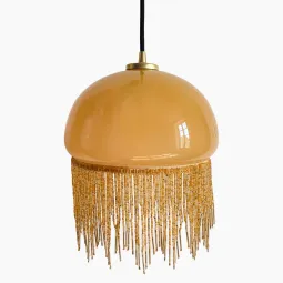 Suspension opaline à frange