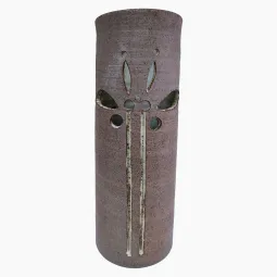 Vase rouleau grès décor floral ajouré