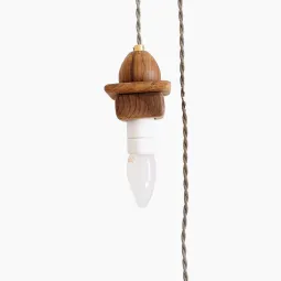 Lampe baladeuse en bois câble vert