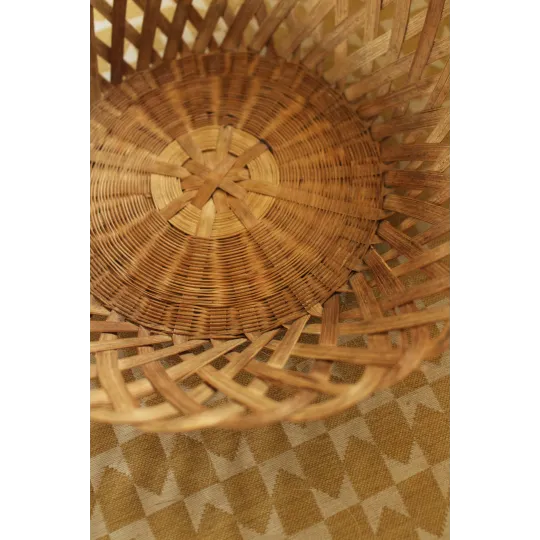 Corbeille ajourée ronde vannerie vintage