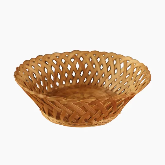 Corbeille ajourée ronde vannerie vintage