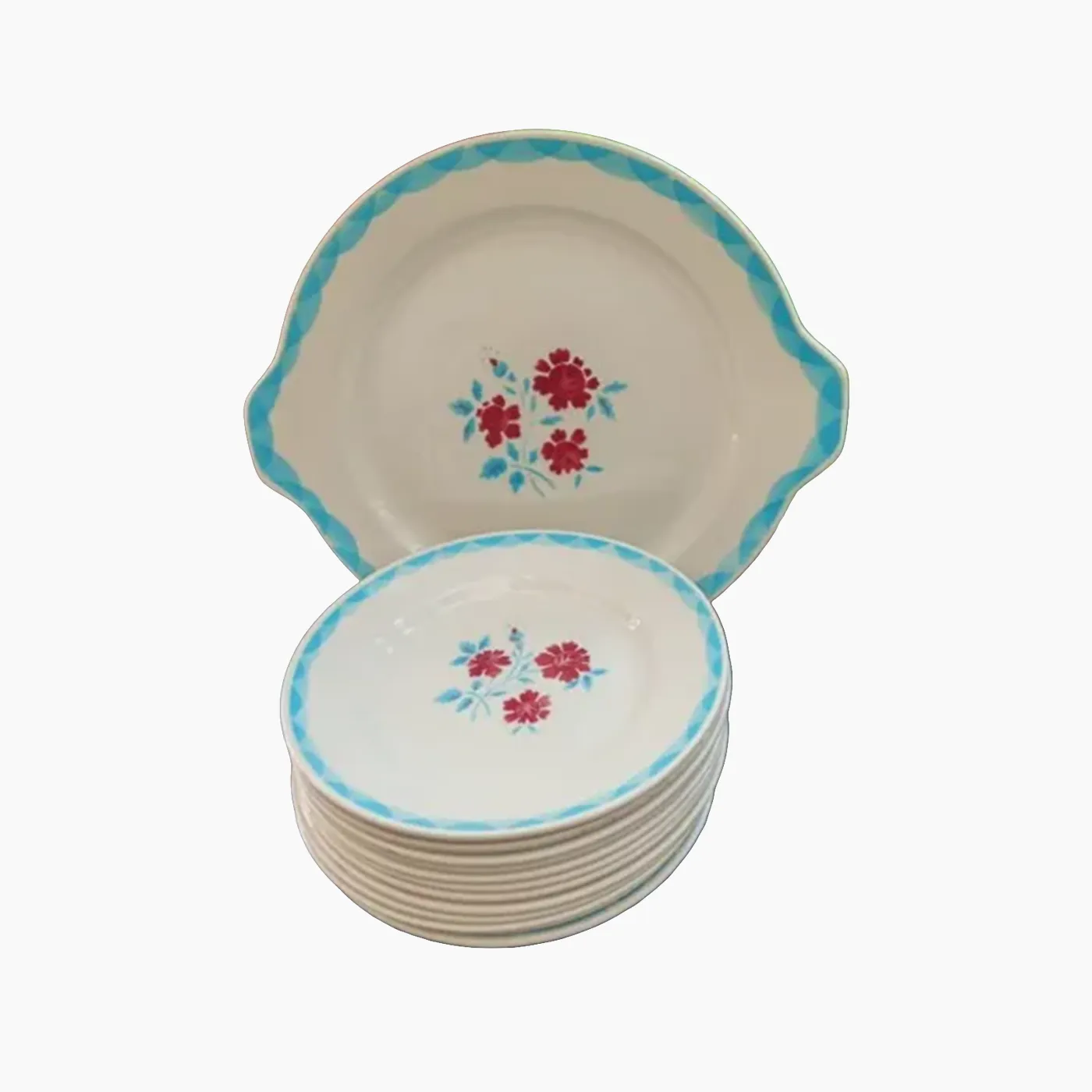 Plat et 12 assiettes à dessert Moulin des loups