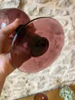 Duo de coupes en verre bullé violet