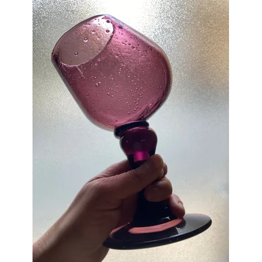 Duo de coupes en verre bullé violet
