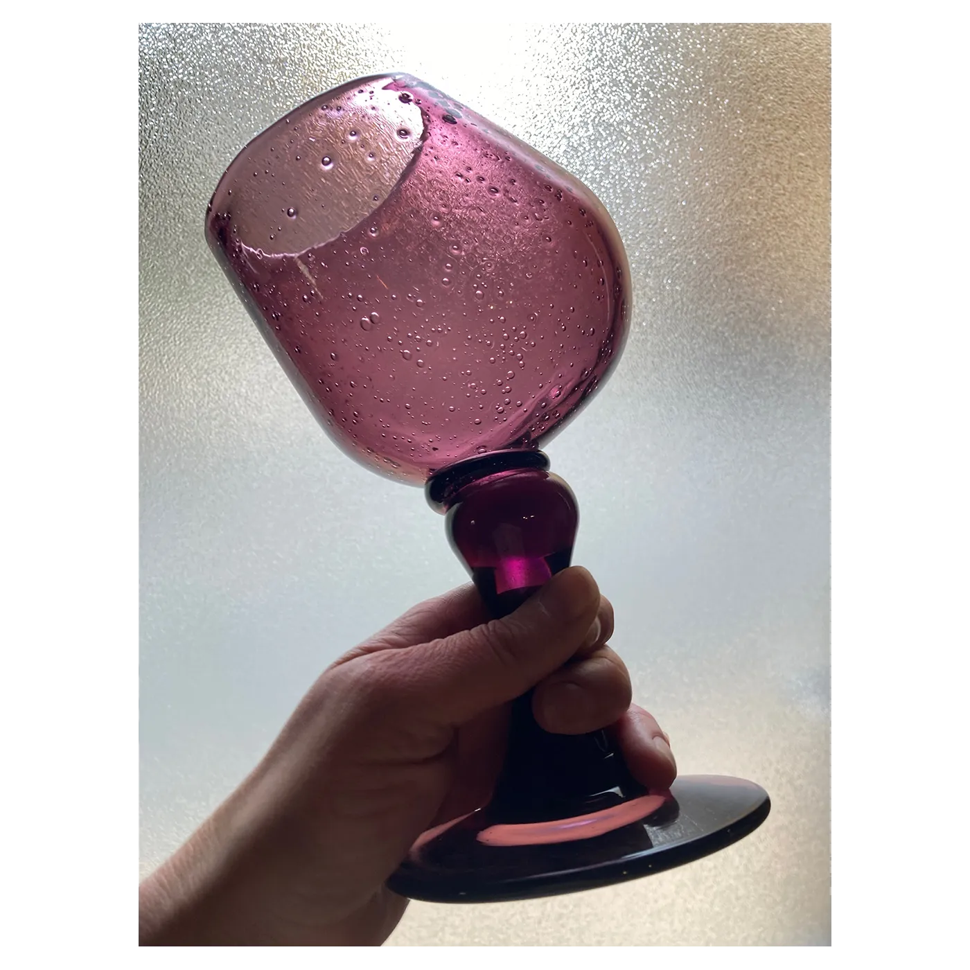 Duo de coupes en verre bullé violet