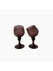 Duo de coupes en verre bullé violet