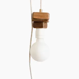 Lampe baladeuse en bois câble lin