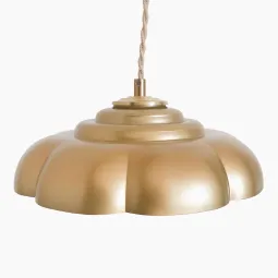 Suspension abat jour vintage doré