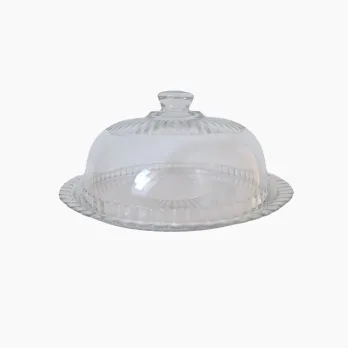 Plat en verre et sa cloche