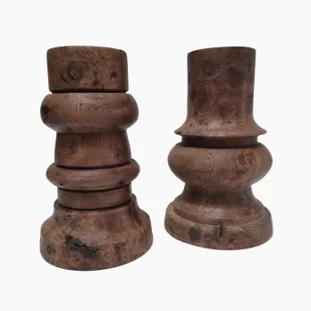 deux pots stylos bois tourné vintage