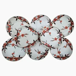 Lot de 8 assiettes plates fleurs de cerisier