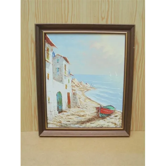 Tableau – Village bord de mer – signé Puig