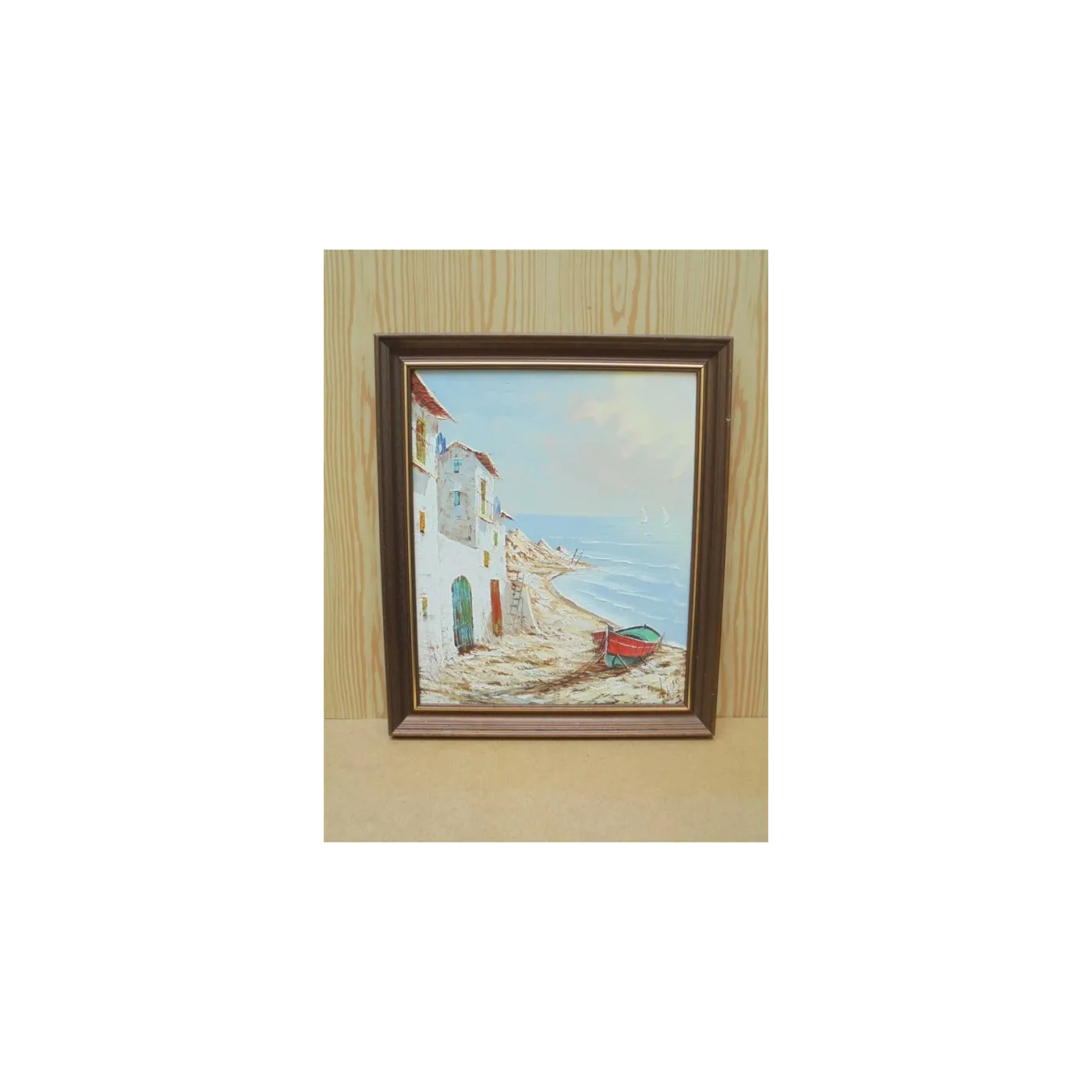 Tableau – Village bord de mer – signé Puig