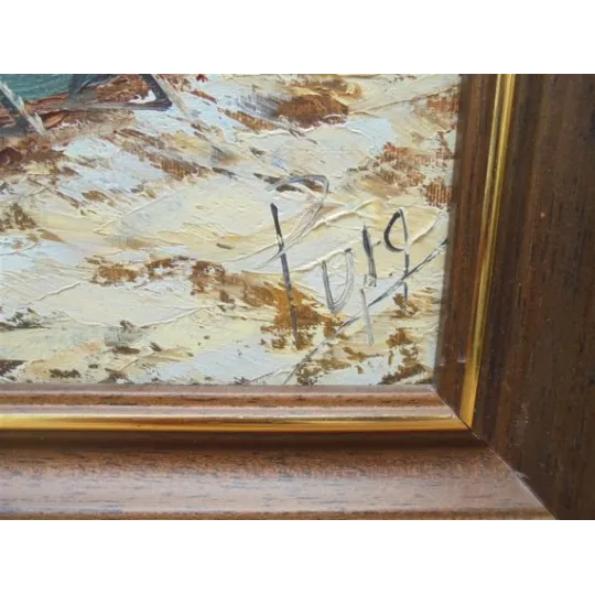 Tableau – Village bord de mer – signé Puig