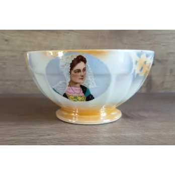 ncien bol à facette décor Bigouden / bretagne - Faiencerie Lamotte / France