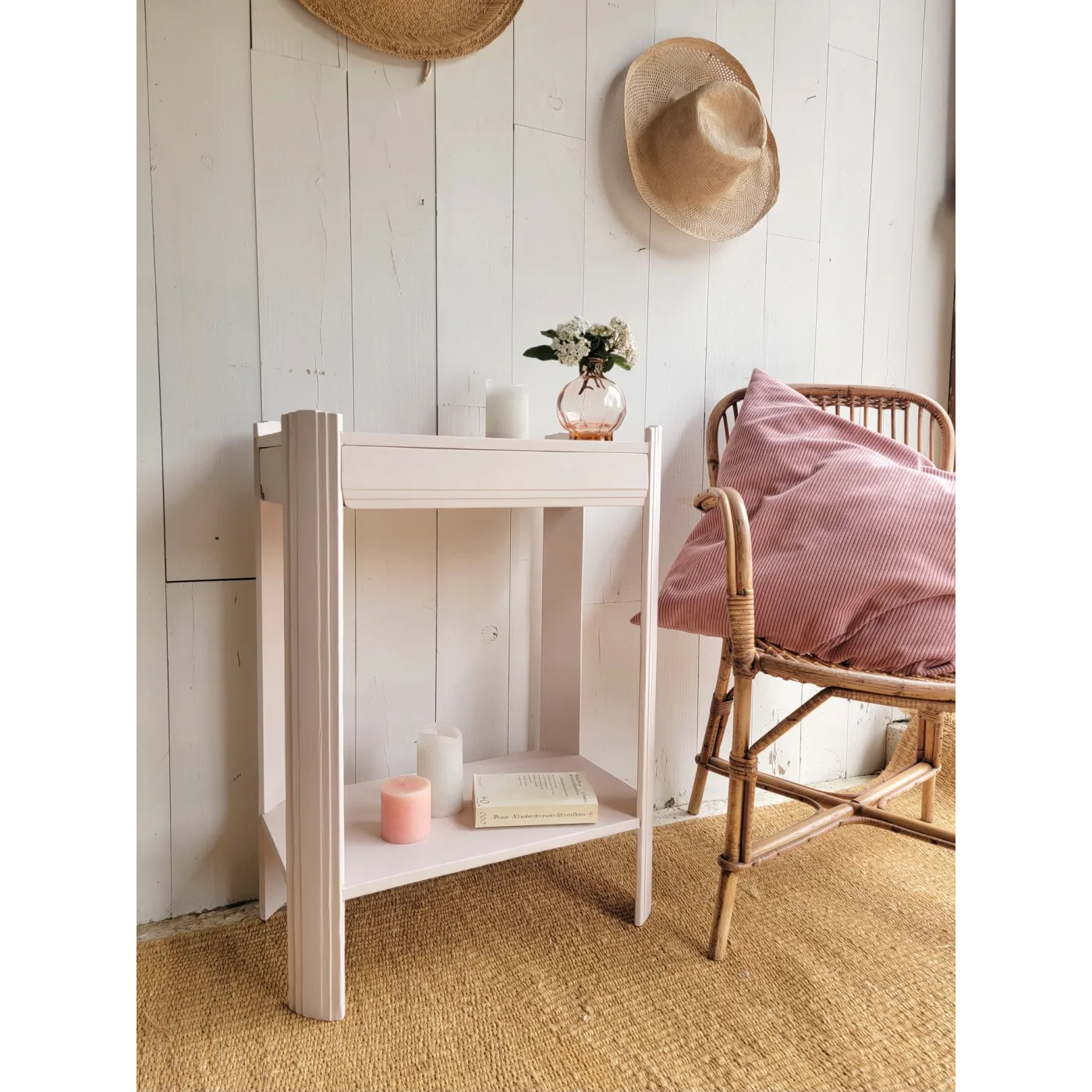 petite console bout de canapé art déco ancien en bois