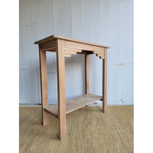 meuble console ancien art déco en bois brut