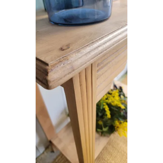 meuble console ancien art déco en bois brut