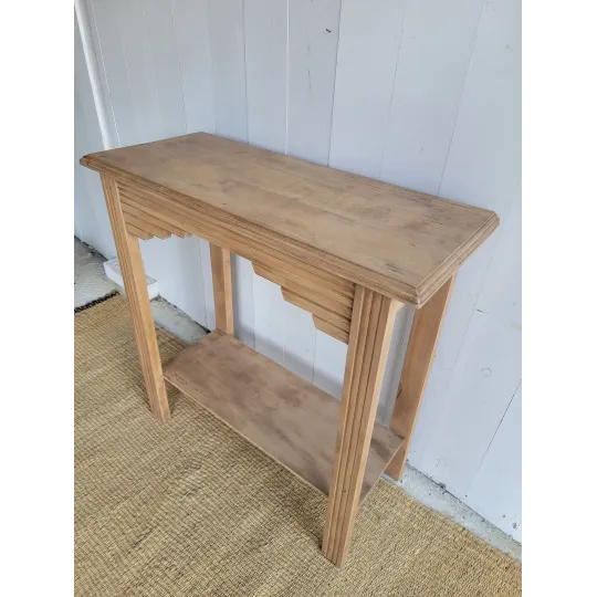 meuble console ancien art déco en bois brut