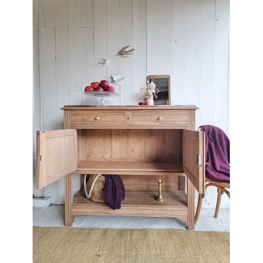 buffet console ancien bois plateau marbre