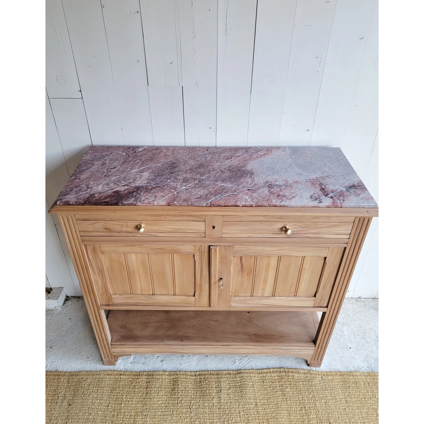 buffet console ancien bois plateau marbre