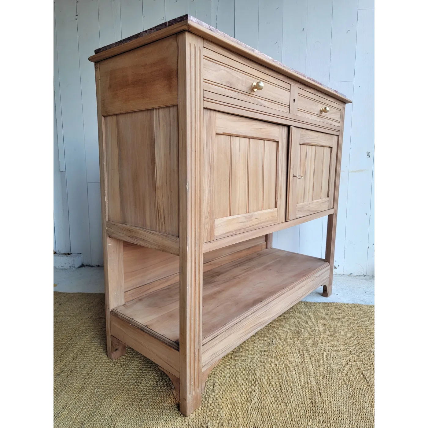 buffet console ancien bois plateau marbre