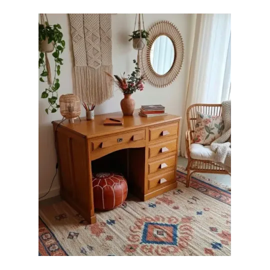 Bureau chêne massif vintage années 50