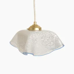 Suspension en verre de Clichy blanc et bleu