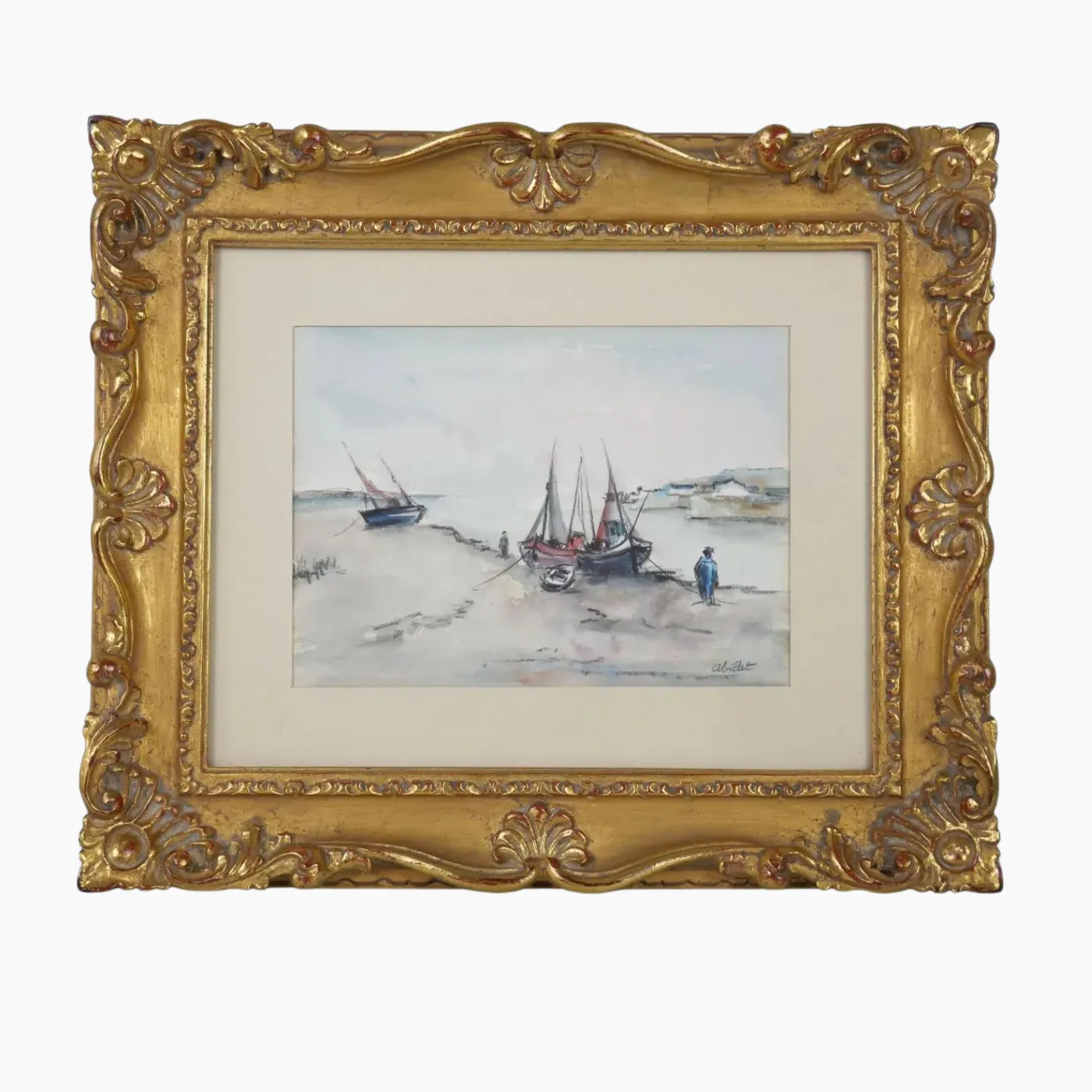 "Bateaux à marée basse" par Abillet