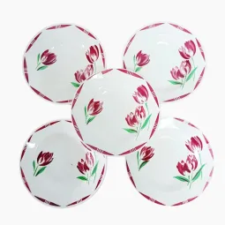 5 assiettes creuses Badonviller tulipes