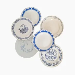 Assiettes plates bleu vintage