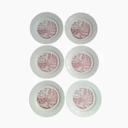 Assiettes plates rose / rouge vintage