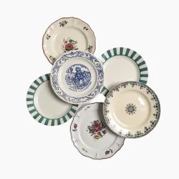 Assiettes à dessert bleu vert vintage